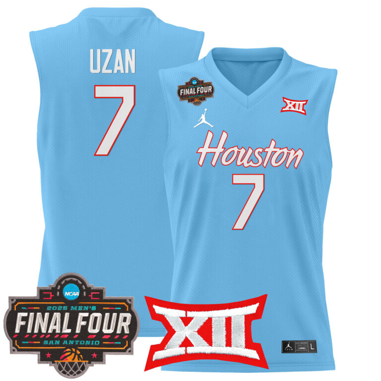 Men Houston Cougars #7 Uzan blue 2025 Final Four Patch NCAA Jerseys->more ncaa teams->NCAA Jersey